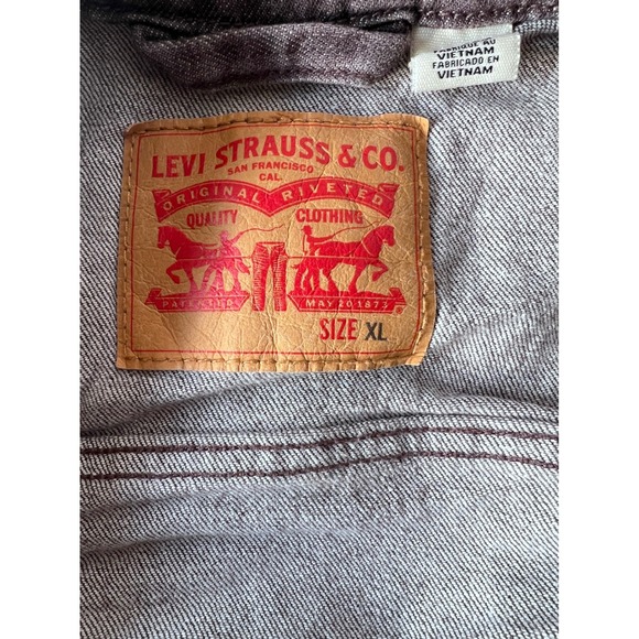 Levis XL Trucker Denim Jacket Brown/Purple Faded Wash Relaxed Fit - Picture 10 of 12
